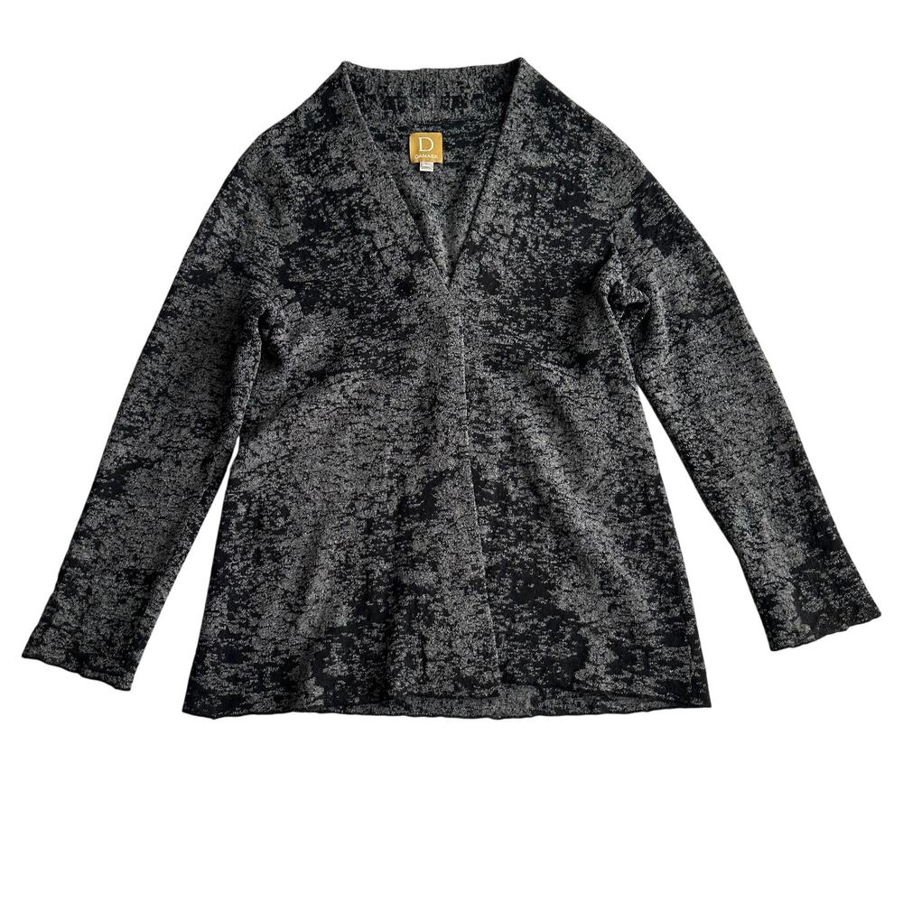 Damask Alpaca Pima Cotton Blend Jacquard‎ Snap Front Gray Cardigan Jacket L